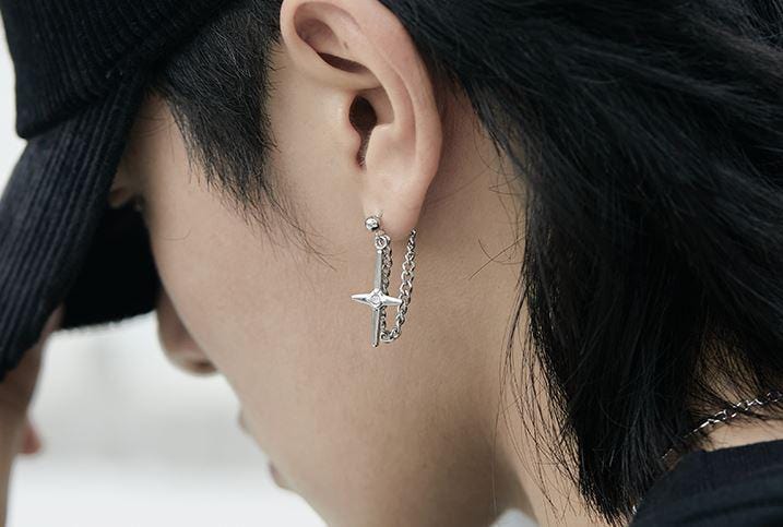 OTUSI 2024 New Jewelry CROSS STAR PENDANT DANGLE EARRING