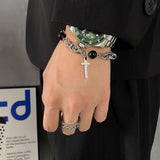 OTUSI 2024 New Jewelry CROSS BLACK PEARL CHAIN BRACELET
