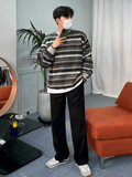 Otusi [LEMiE] Striped spring round neck sweater LE07