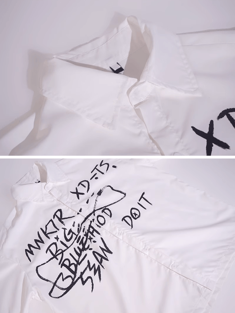 Otusi [FLAT ROOM] Lingshiduo/artistic graffiti design thin shirt FL64