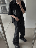 Otusi [JM HOMME] trendy black short-sleeved shirt NA748