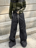 Otusi [n40mz] dark multi-pocket mopping flared pants na792