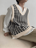 Otusi [GENESISBOY] Houndstooth V-neck knitted vest NA304