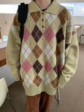 Otusi Argyle Pattern Polo Sweater