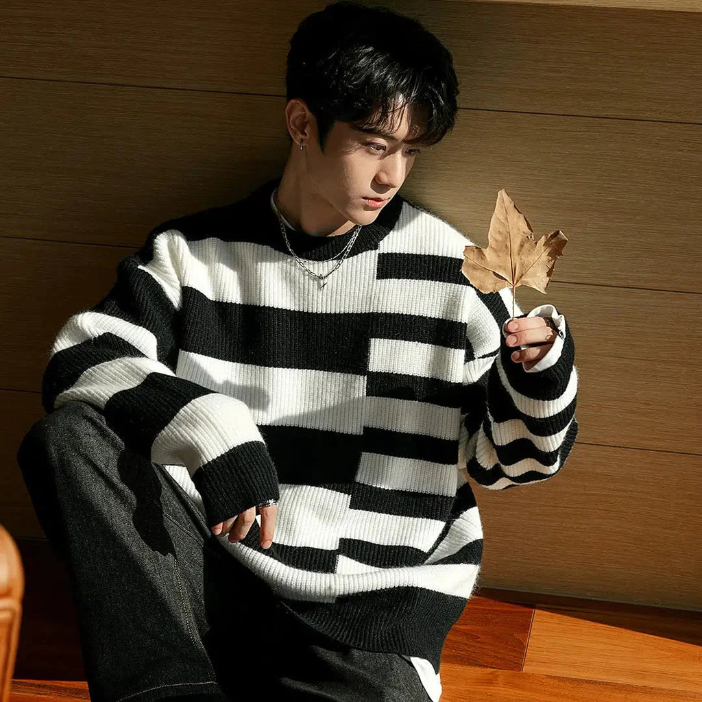 Otusi Asymmetrical Striped Sweater