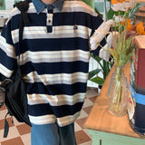 Otusi Bear Pattern Striped Polo Shirt