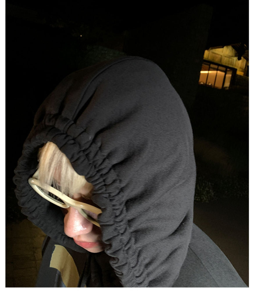 Otusi Black Printed Hooded Sweatshirt