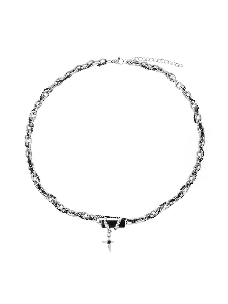 Otusi Black Zircon Cross Necklace
