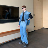 Otusi Blue Sleeveless Denim Jacket & Pants Set