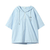 Otusi Blue Striped Hooded Shirt