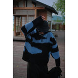 Otusi Blue and Black Loose Sweater
