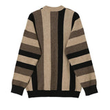 Otusi Brown V Neck Striped Sweater