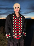 Otusi Checkerboard Wool Knitted Cardigan Jacket