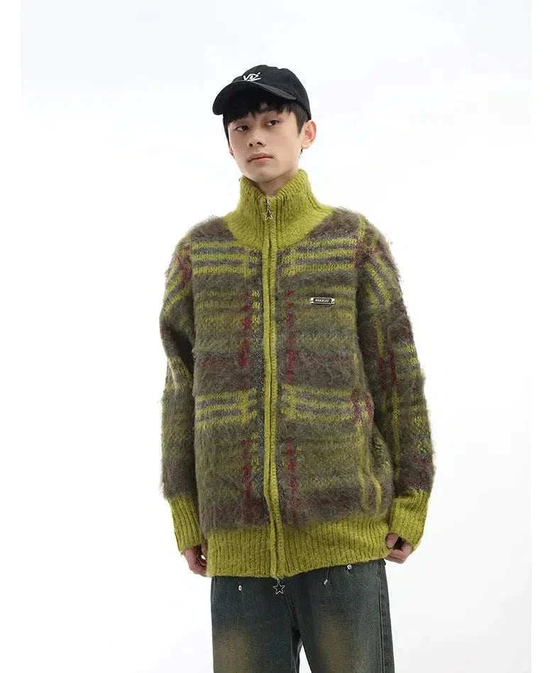 Otusi Contrast Color Knitted Cardigan