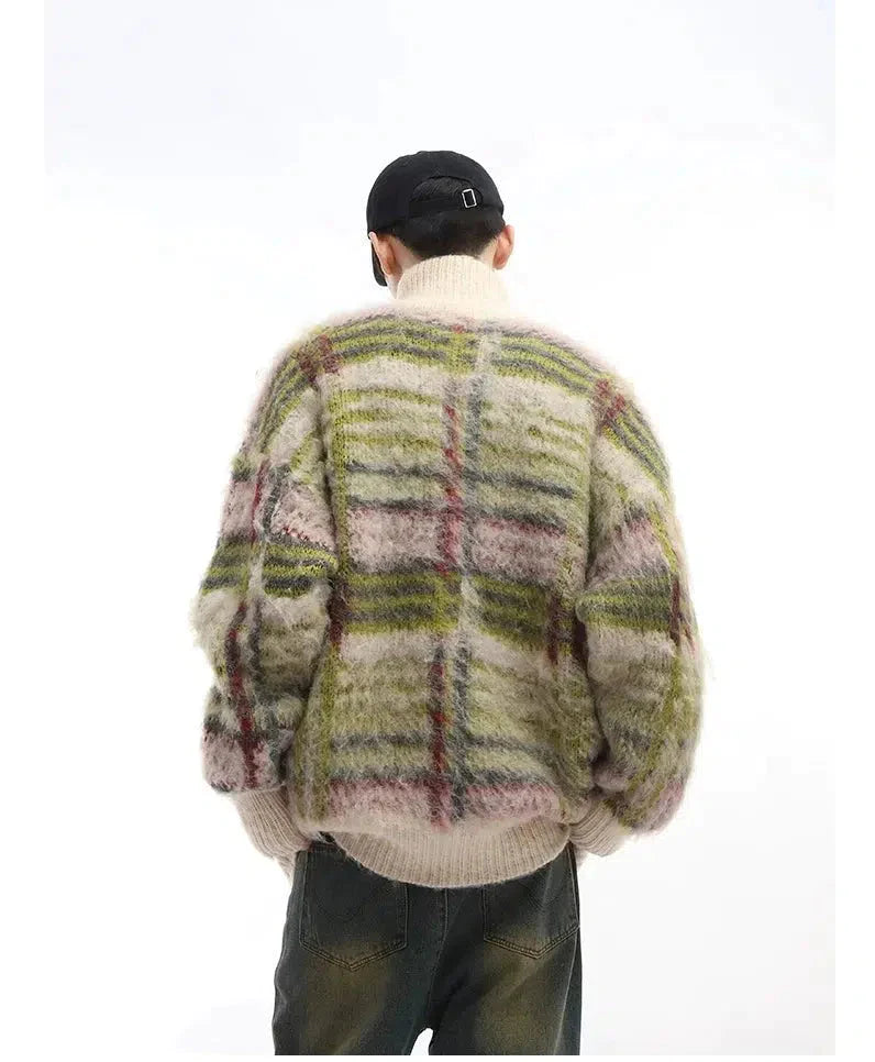 Otusi Contrast Color Knitted Cardigan