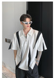 Otusi Contrast Half Zipper Short-sleeved Lapel Shirt