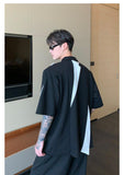 Otusi Contrast Half Zipper Short-sleeved Lapel Shirt