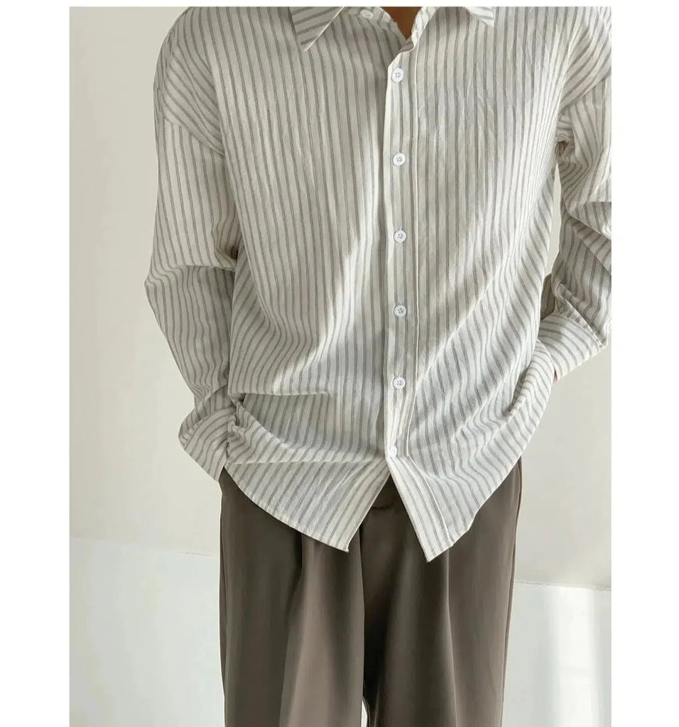 Otusi Cotton Pinstripe Long-sleeved Shirt