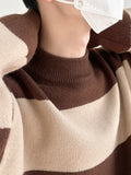 Otusi Crisp Wide Round Neck Striped Sweater
