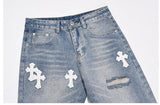 Otusi Cross Patch Ripped Jeans