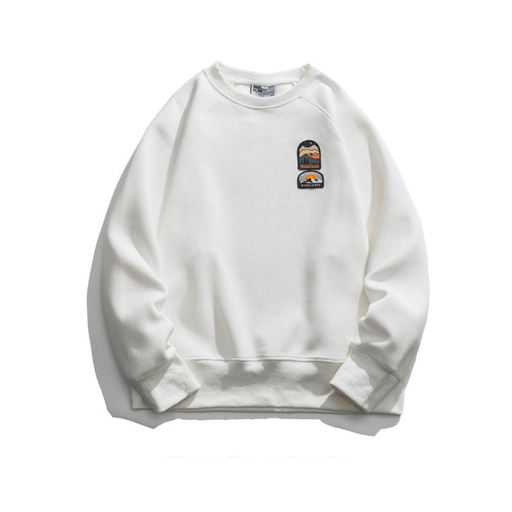 Otusi Embroidered Logo Round Neck Pullover Sweatshirt