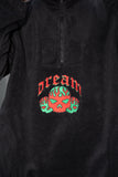 Otusi Fleece in Black with Flaming Skull Embroidery