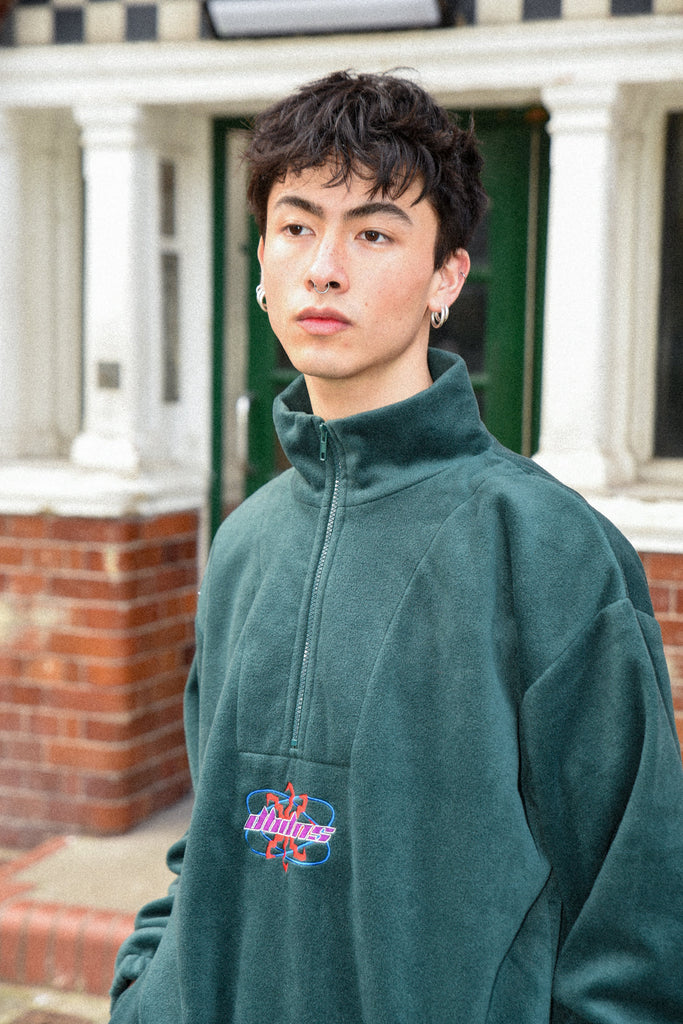 Otusi Fleece in Forest Green with Futuristic Logo Embroidery