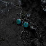 Otusi Green Round Stud Earrings