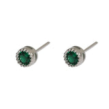 Otusi Green Round Zircon Stud Earrings