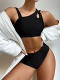 Otusi Sexy Asymmetric High Waist Bikini Female Swimsuit Women Swimwear Two-piece Bikini set Bather Bathing Suit Swim Lady