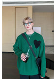 Otusi Heart Print Round Neck Sweater