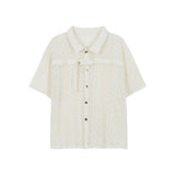 Otusi Hollow Lace Lapel Shirt