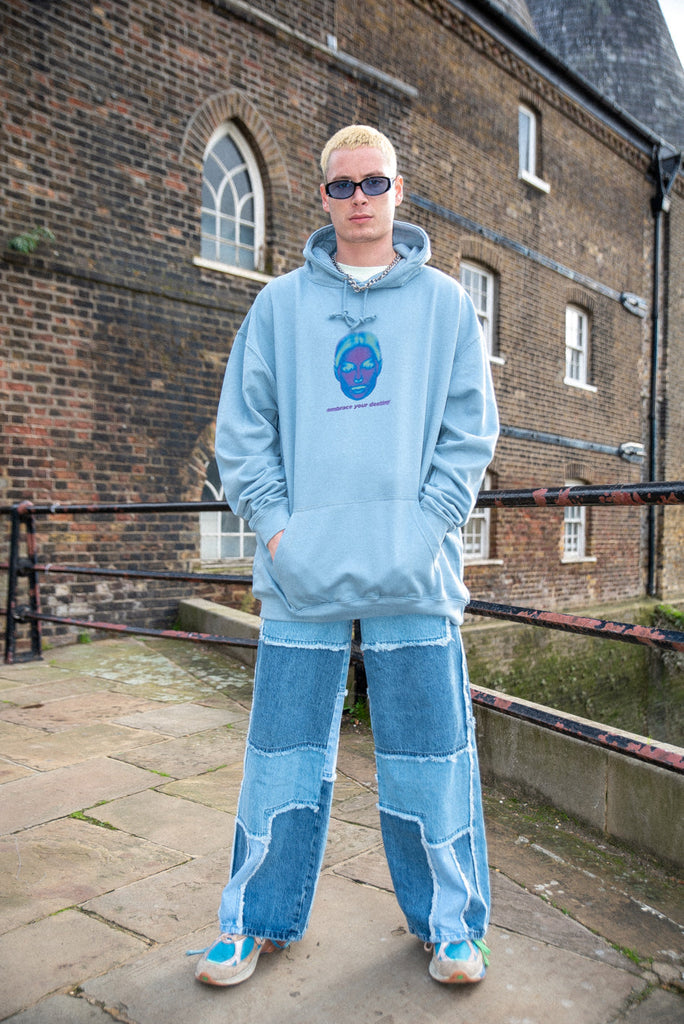 Otusi Hoodie in Dusty Blue with Embrace Your Destiny Print