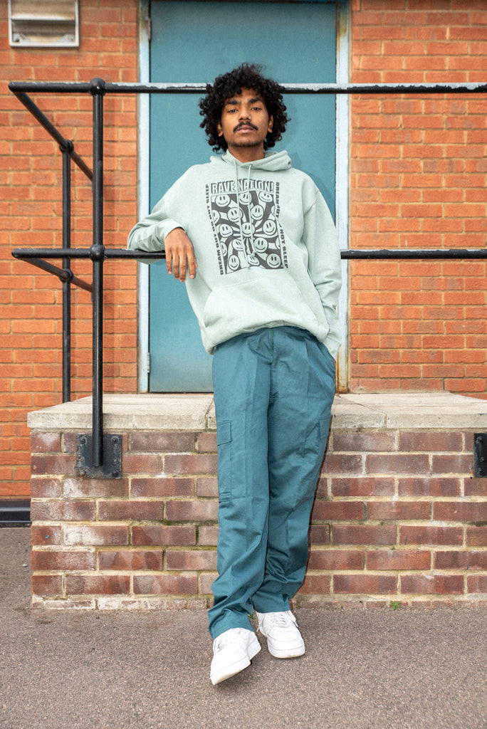 Otusi Hoodie in Dusty Green With Rave Nation Print