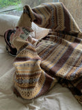 Otusi Loose Fit Vintage Pattern Polo Sweater