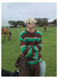 Otusi Loose Green Striped Sweater