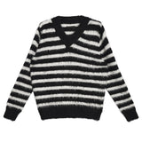 Otusi Loose V-neck Striped Sweater