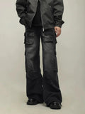 OTUSI 2024 New Fashion Pants Men¡®s trendy Y2K men styleMulti-pocket Wide-leg Cargo Jeans