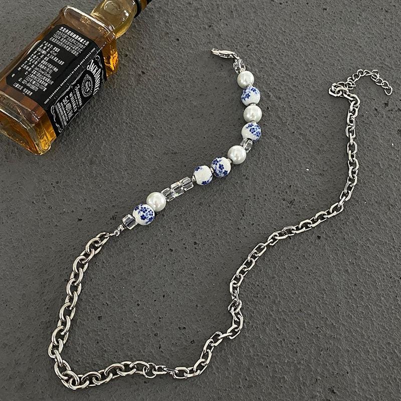 OTUSI 2024 New Jewelry BLUE PEARL CHAIN NECKLACE