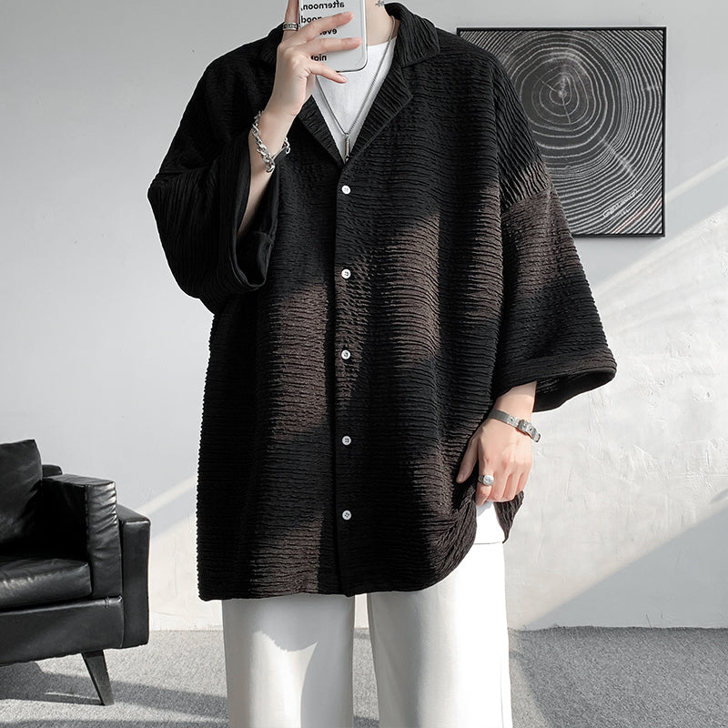 OTUSI 2024 New Fashion Men's Trendy Pleated Wide Sleeve Shirt