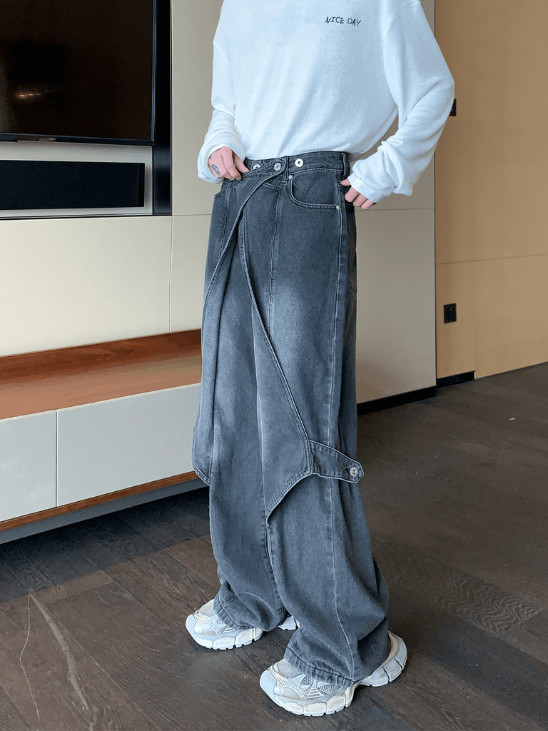 Otusi [CUIBUJU] Heavy deconstructed design straight jeans NA837