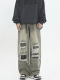 Otusi [INSstudios] style ripped patch wash water jeans na822