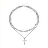 OTUSI 2024 New Jewelry DOUBLE CHAIN CROSS CHAIN NECKLACE