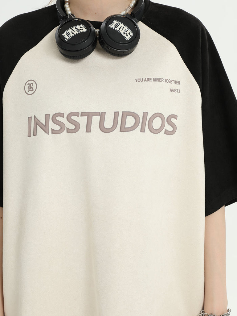 Otusi [INSstudios] contrast stitching loose suede foam T-shirt na707