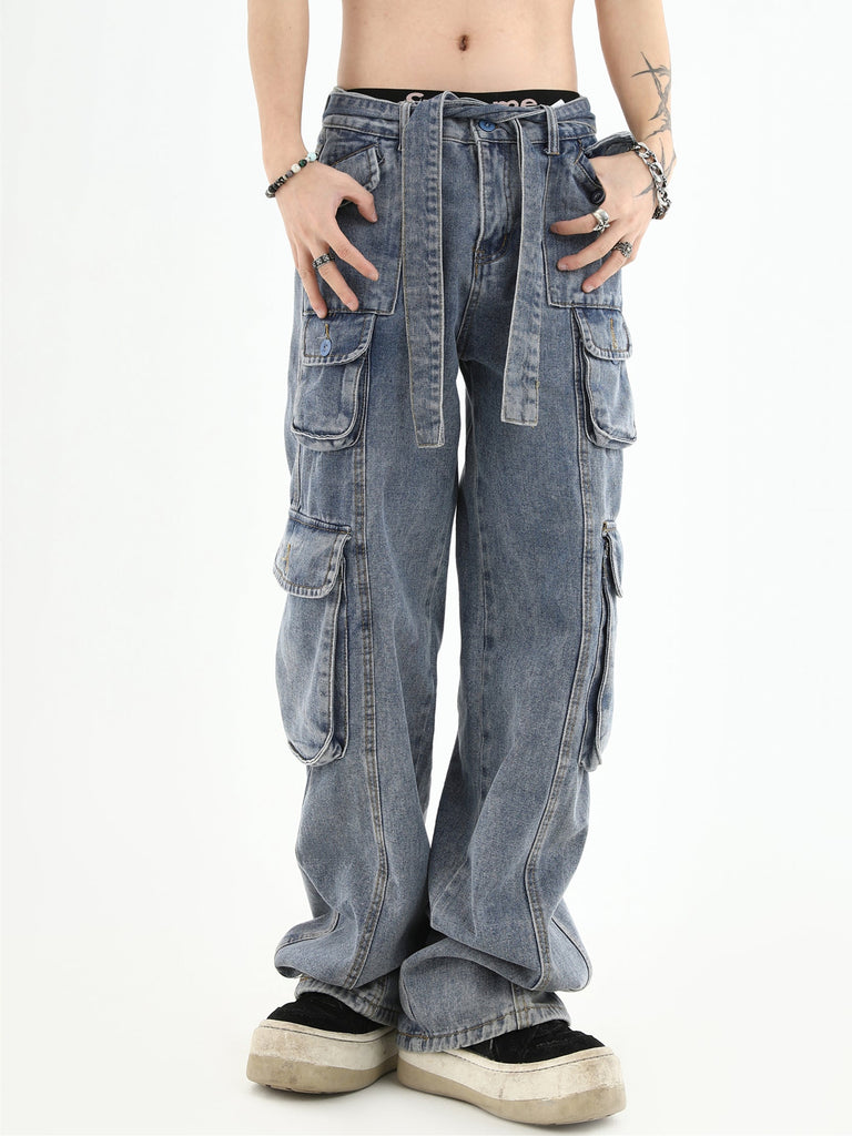 Otusi [INSstudios] American multi-pocket washed jeans NA592