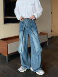 Otusi [CUIBUJU] Heavy deconstructed design straight jeans NA837
