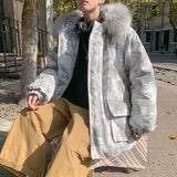 OTUSI 2024 NEW fashionTie-Dye Fur Collar Padded Jacket