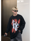 Otusi [CUIBUJU] color contrast printing sweater NA846