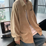 OTUSI 2024 New Fashion Men's Trendy Corduroy Long-Sleeved Retro Shirt