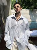 Otusi Oversized Pinstriped Striped Shirt